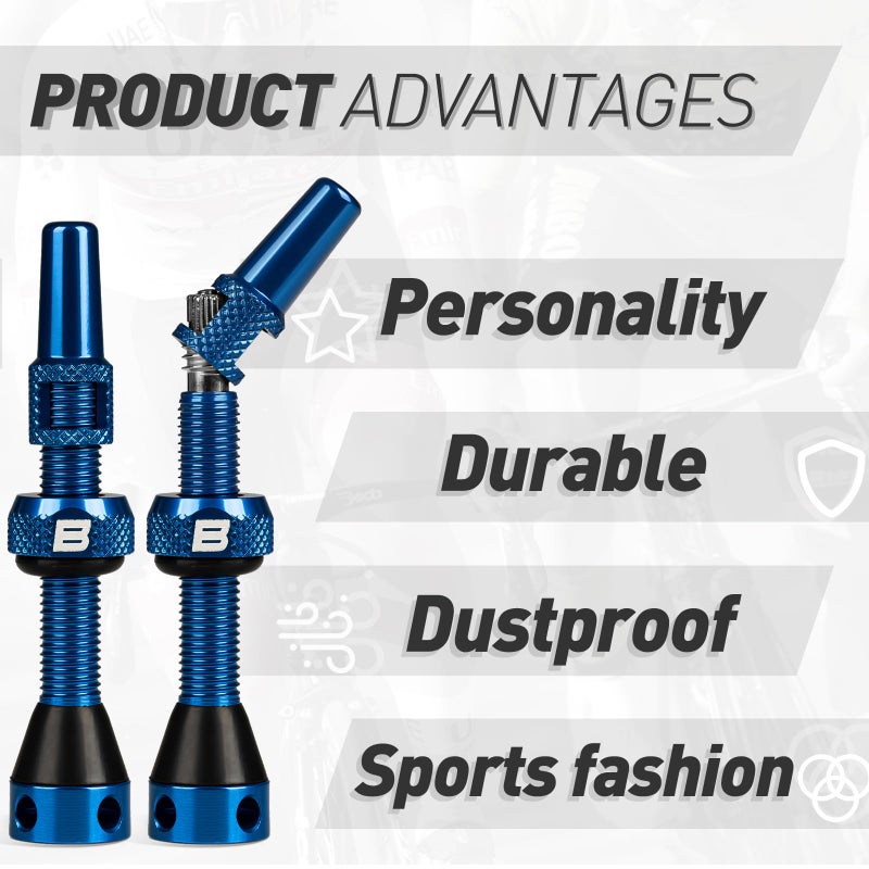 BWSHLF Tubeless Presta Valve Stem 40/44/55/60/65/70/80/100 mm, Super Light Alloy Presta Valve Stem Kit with Valve Core Remover Tool and Valve Stem Caps - Multiple Color and Size Options(Pair) - Image 4
